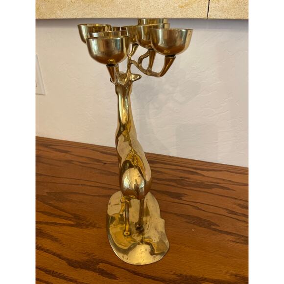 Vintage brass reindeer candle holder - Picture 2 of 6